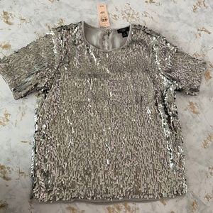 Ann Taylor tear drop sequin T blouse